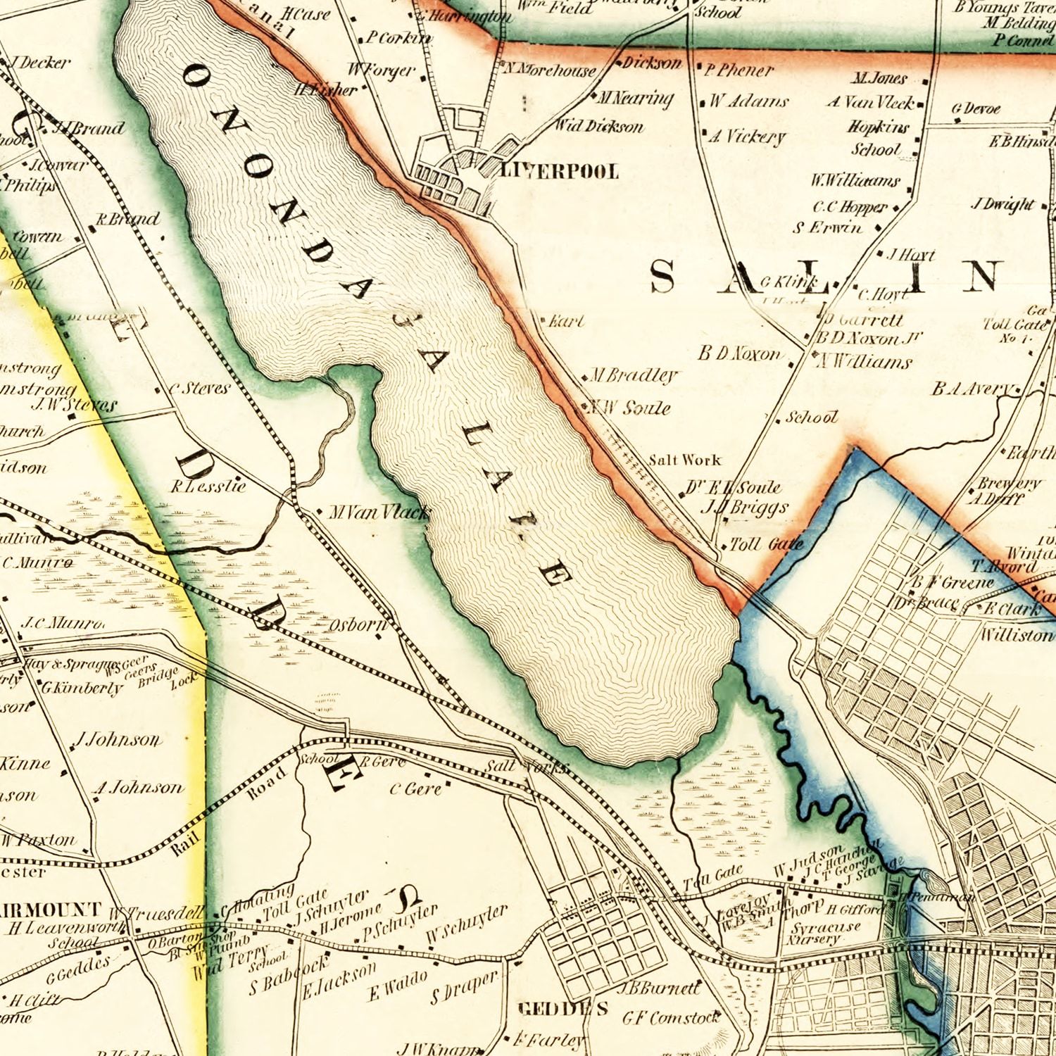 Vintage Map of Onondaga County, New York 1852
