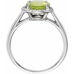 14K White Gold Natural Peridot & .05 CTW Natural Diamond Ring