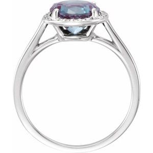 14K White Gold Lab-Grown Alexandrite & .05 CTW Natural Diamond Ring