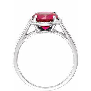 14K White Gold Lab-Grown Ruby & .05 CTW Natural Diamond Ring