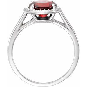 14K White Gold Natural Mozambique Garnet & .05 CTW Natural Diamond Ring