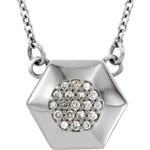 Platinum .08 CTW Natural Diamond Geometric 16.5" Necklace