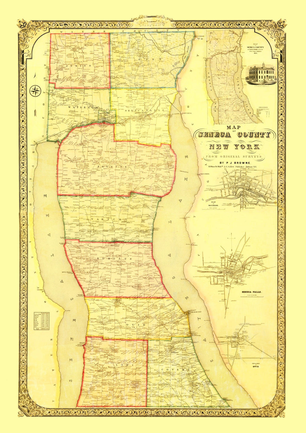 Vintage Map of Seneca County, New York 1858