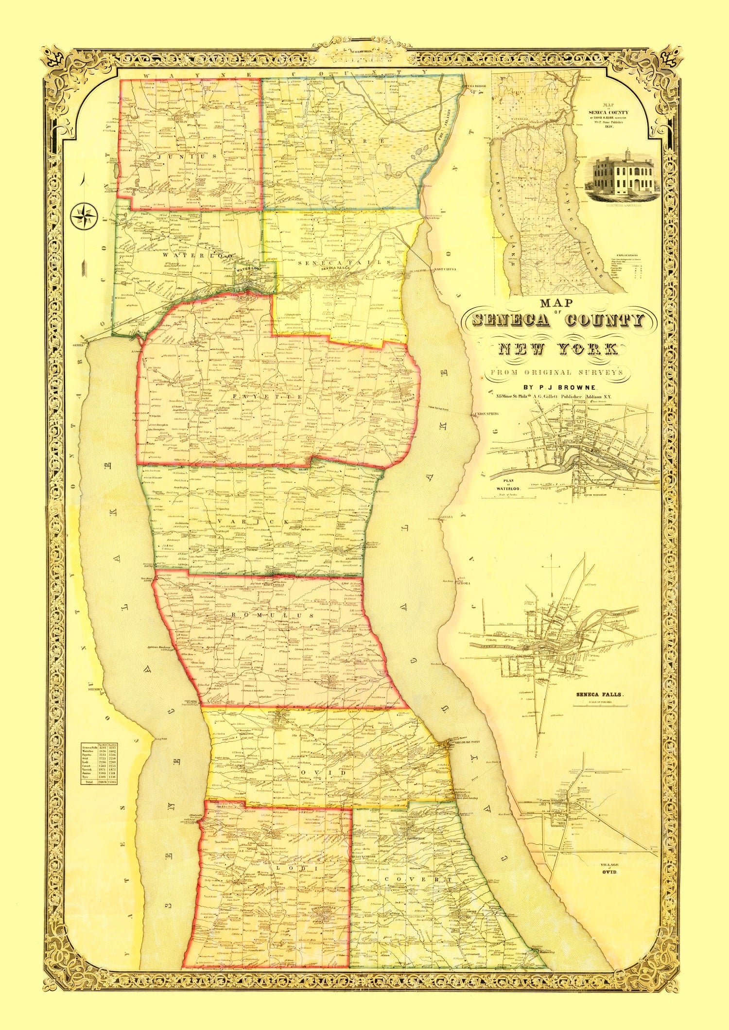 Vintage Map of Seneca County, New York 1858