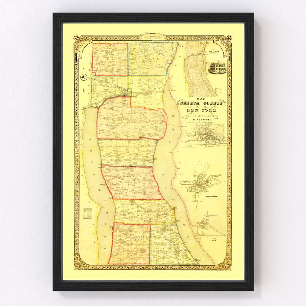 Vintage Map of Seneca County, New York 1858