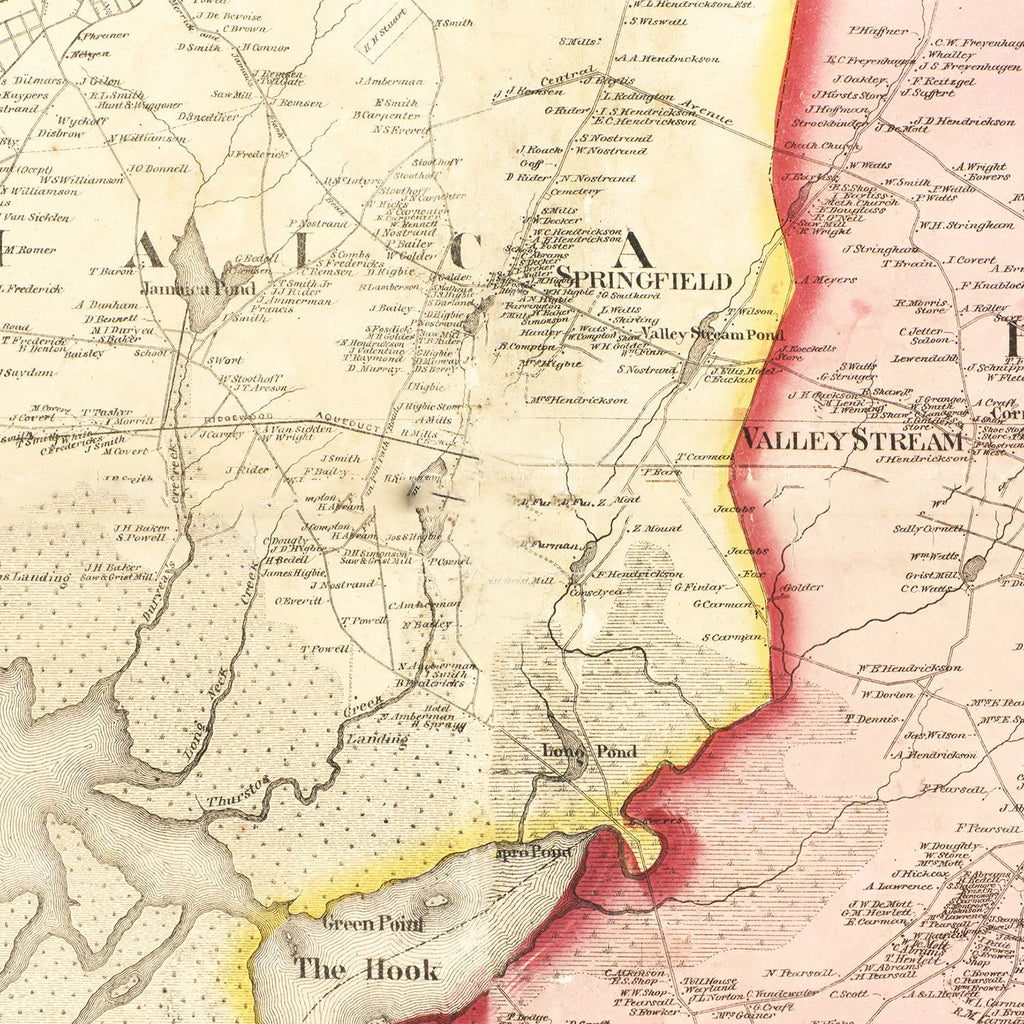 Vintage Map of Queens County, New York 1859
