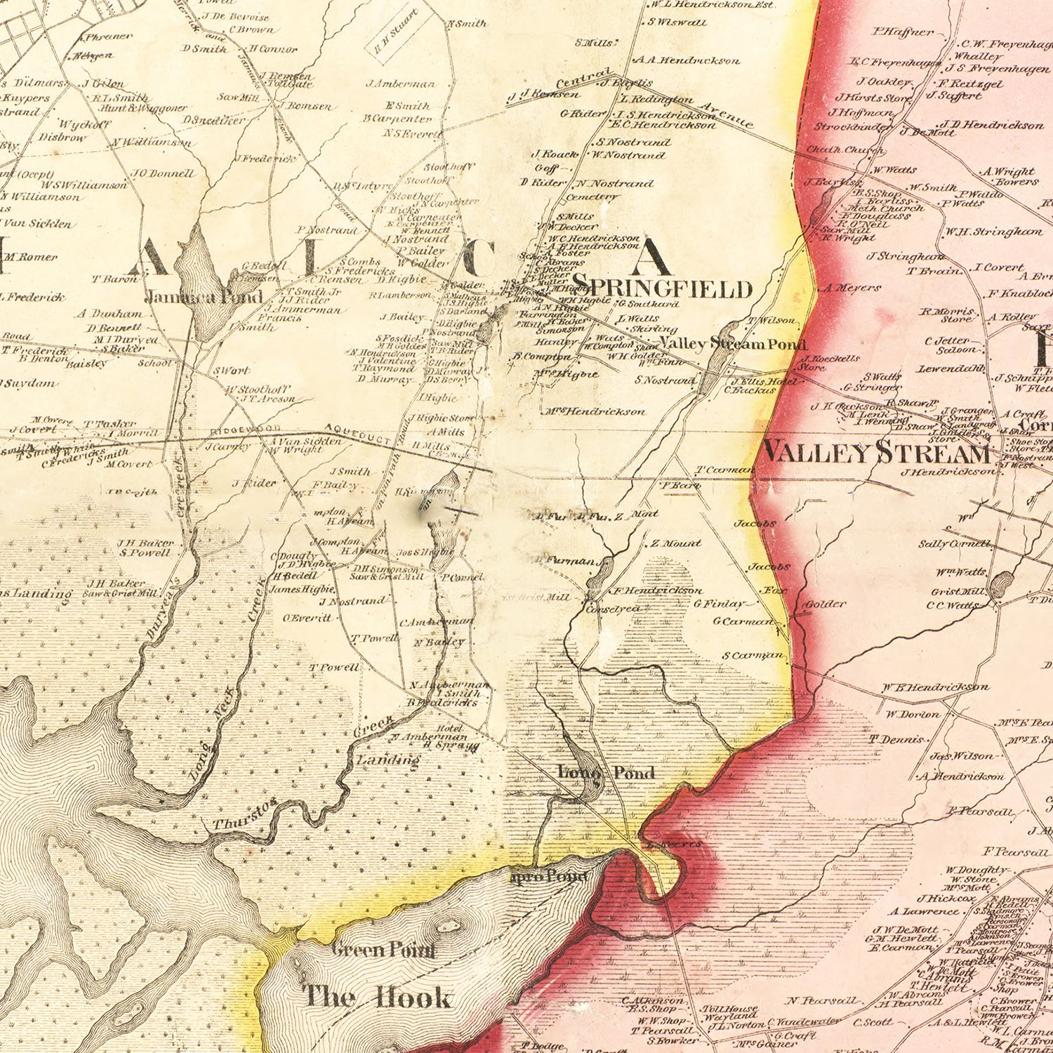 Vintage Map of Queens County, New York 1859
