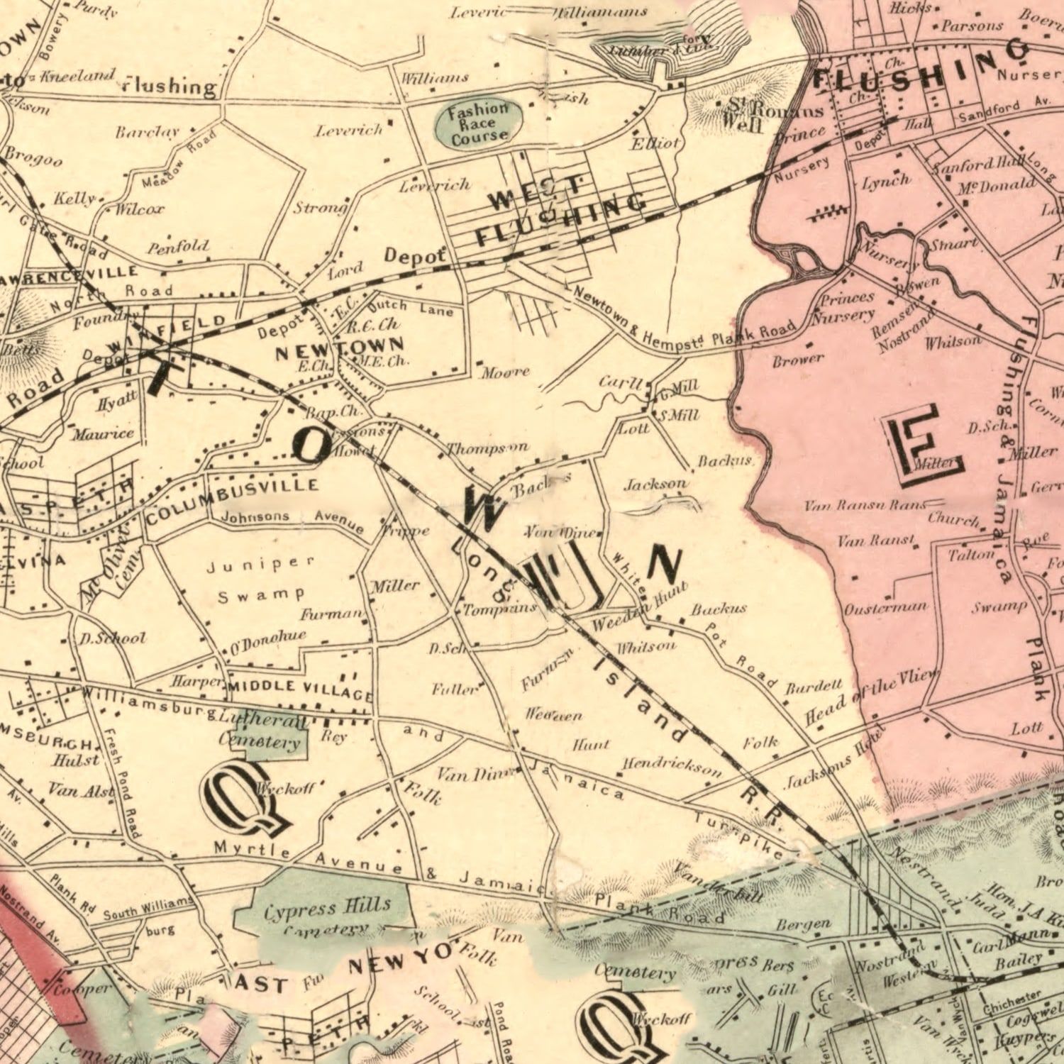 Vintage Map of Kings County, New York 1860