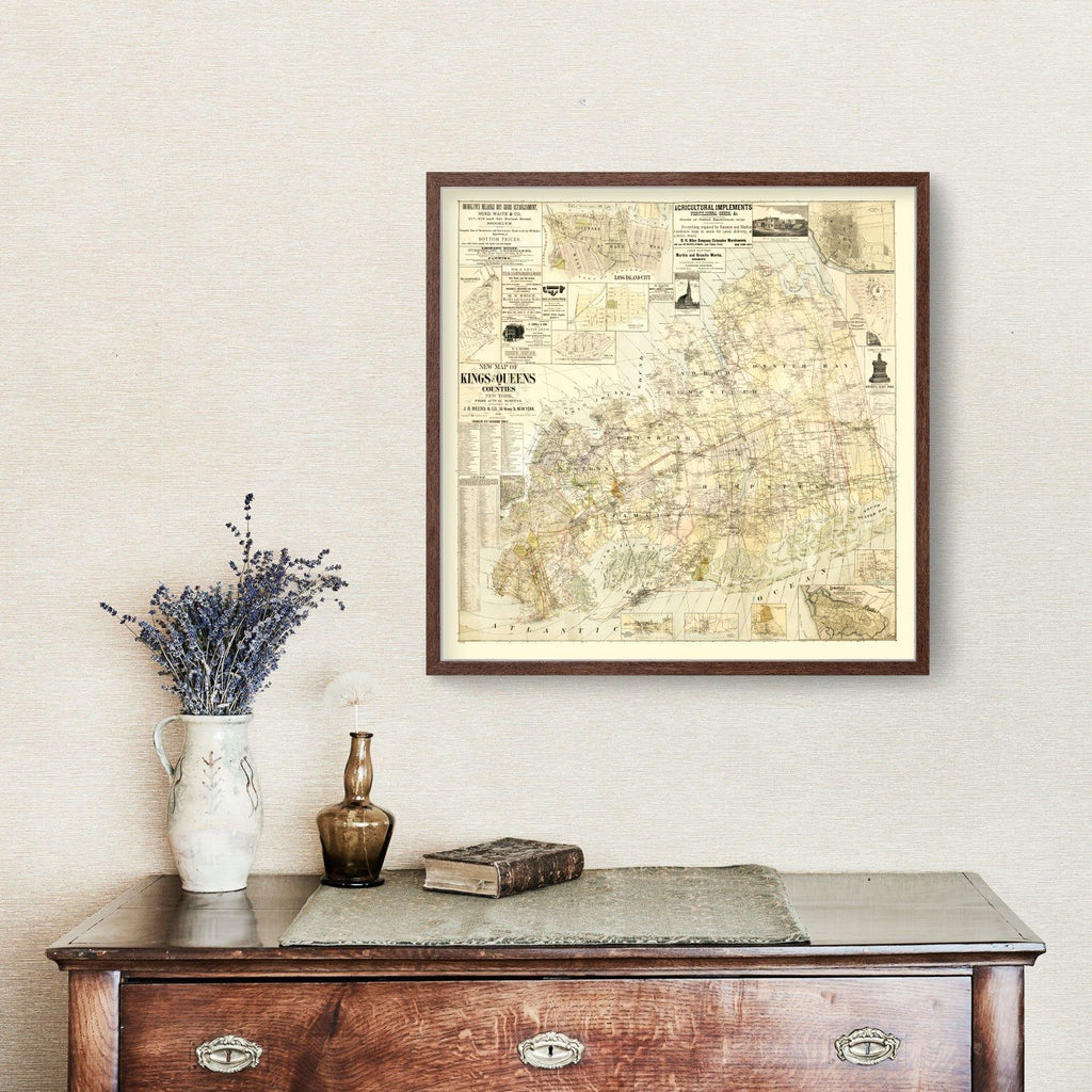 Vintage Map of Kings County, New York 1886