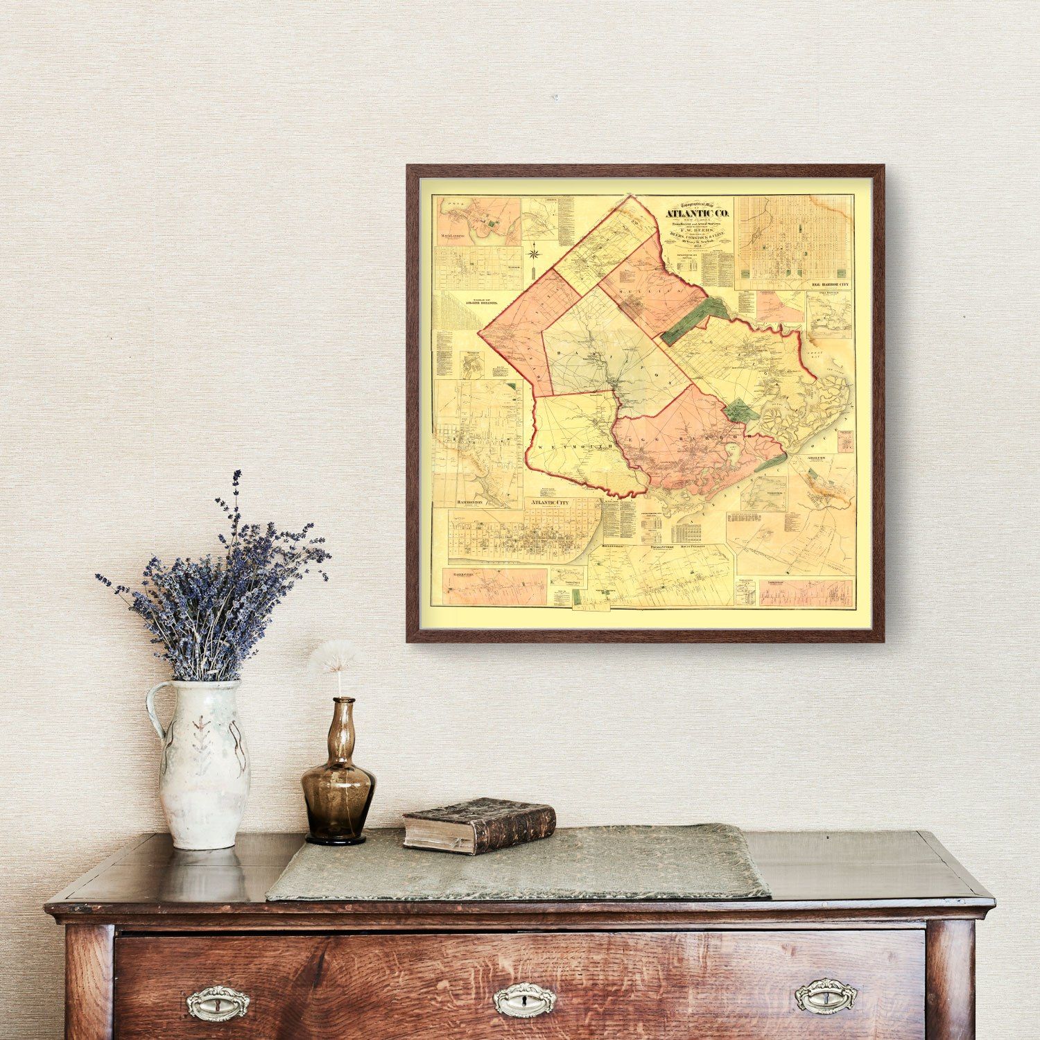 Vintage Map of Atlantic County, New Jersey 1872