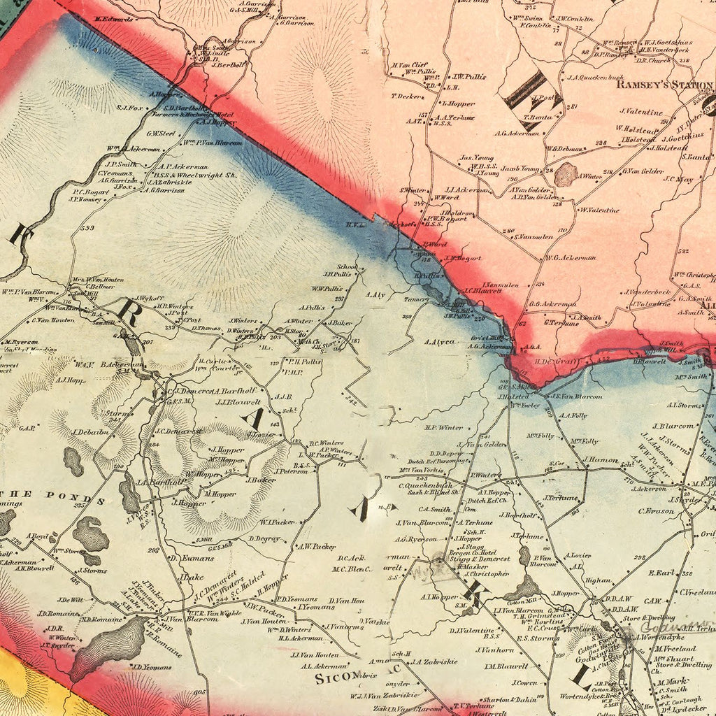 Vintage Map of Bergen County, New Jersey 1861