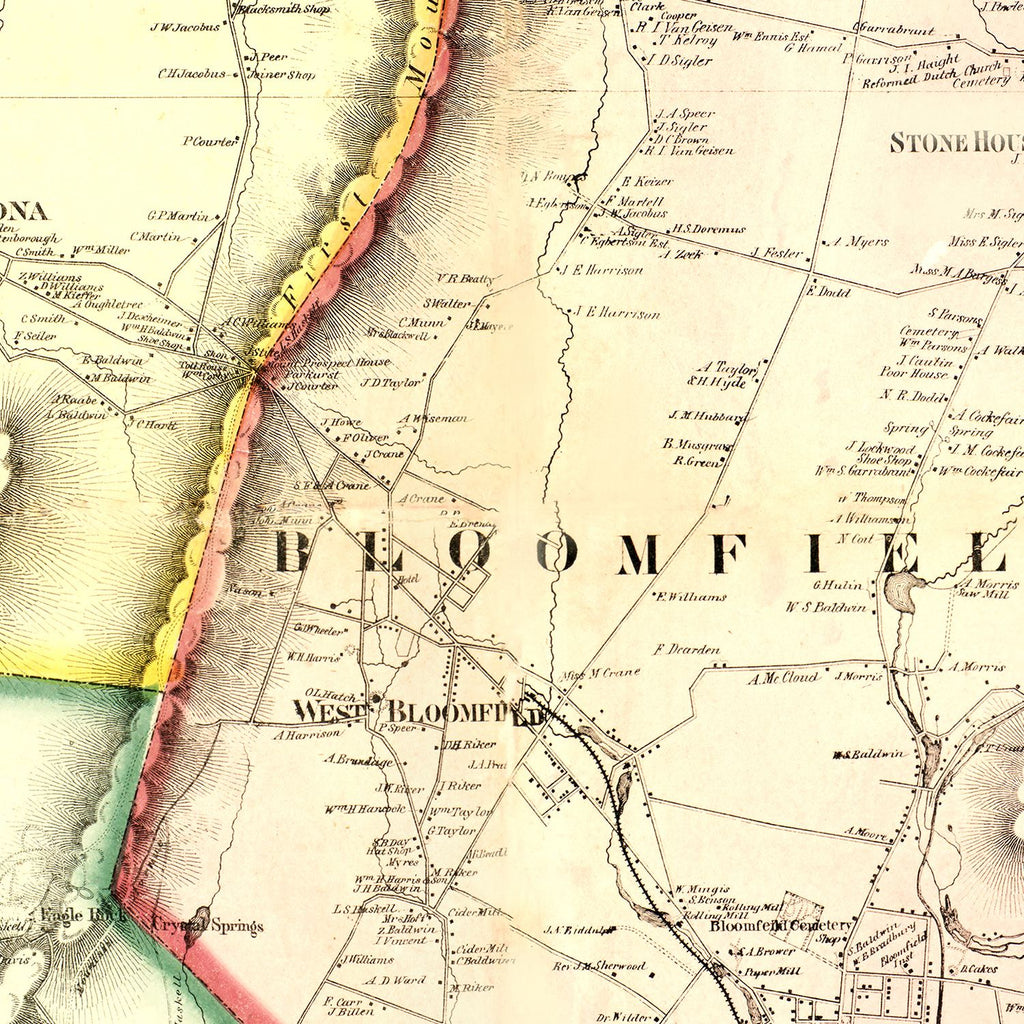 Vintage Map of Essex County, New Jersey 1859