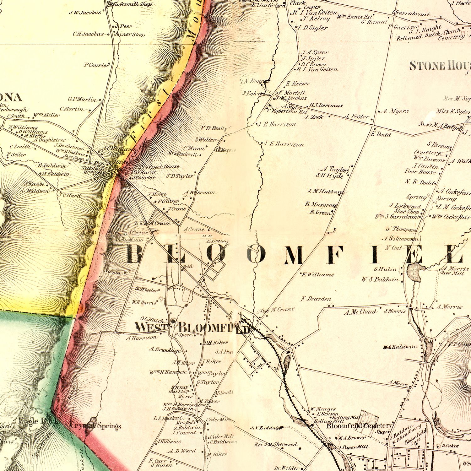 Vintage Map of Essex County, New Jersey 1859