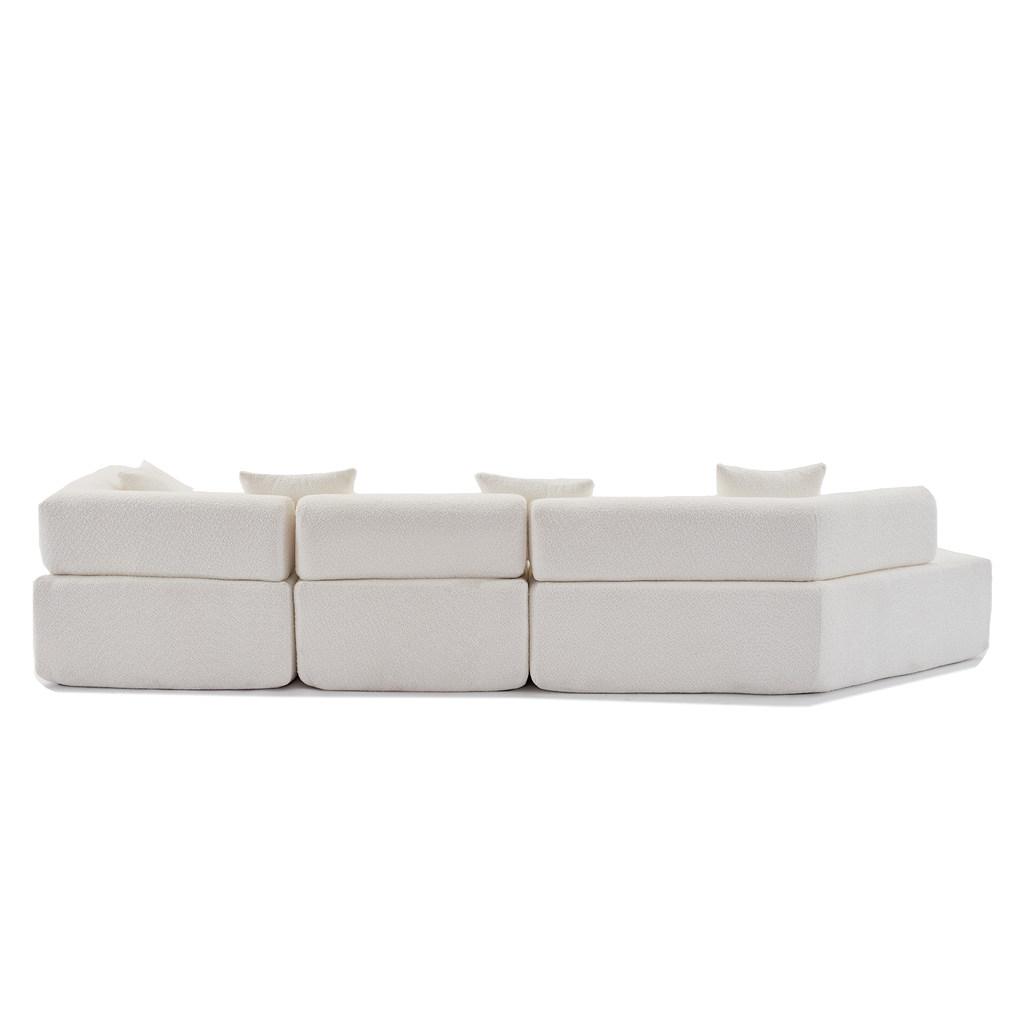[NEW ARRIVED] [VIDEO PROVIDED]Modern Minimalist 140' L-Shape Couch ,No Assembly Required,Boucle,Modular Sofa ,Couch with Chaise,Free Combination Foam-Filled Sofa, 4 Seats,White