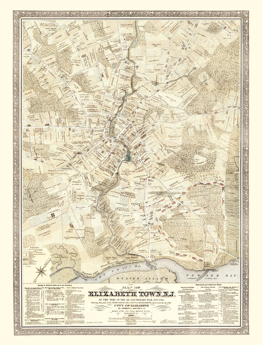 Vintage Map of Elizabethtown County, New Jersey 1775