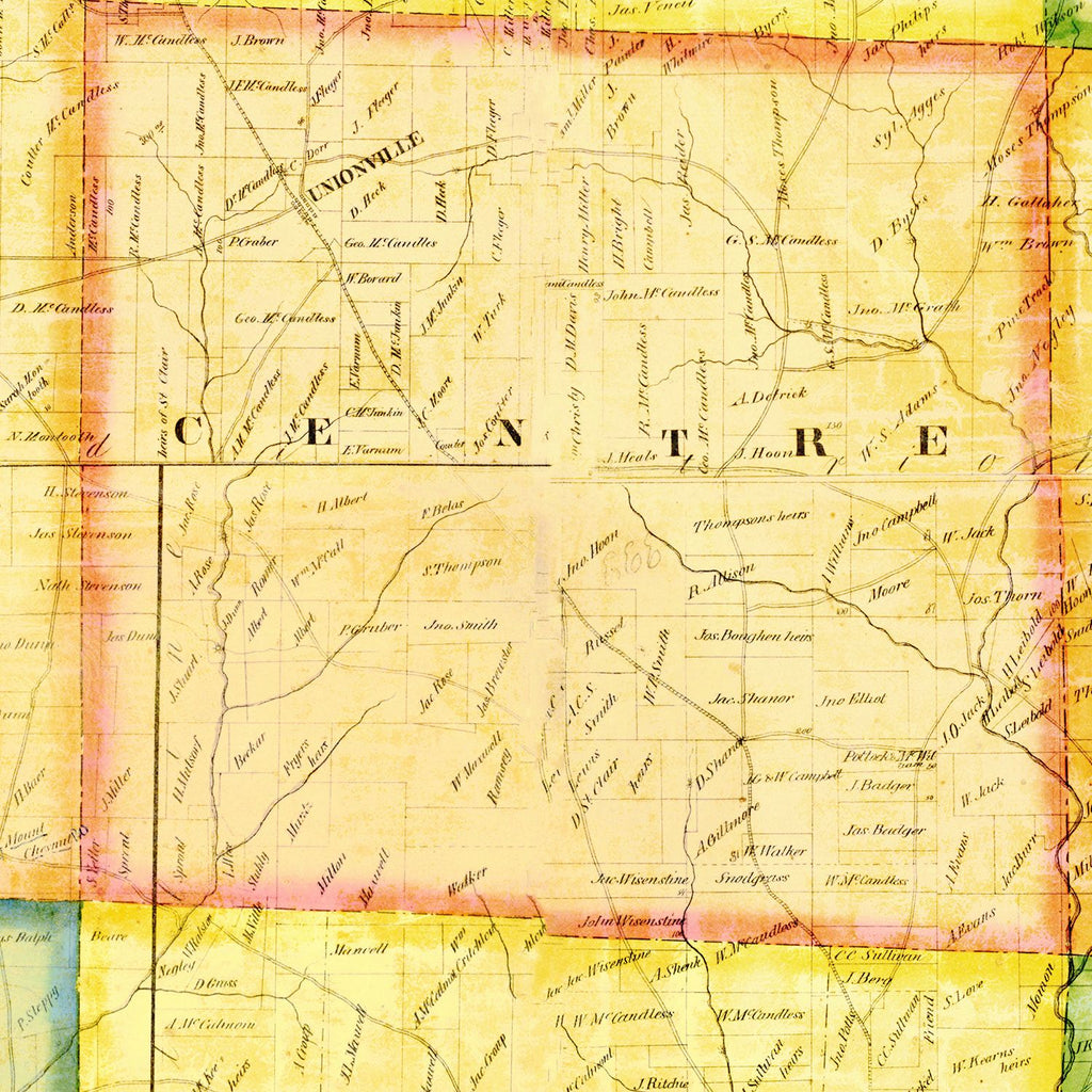 Vintage Map of Butler County, Pennsylvania 1858