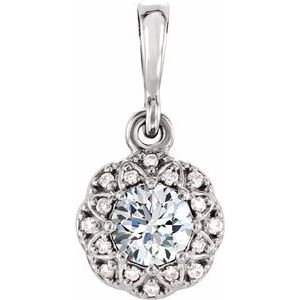 14K White Gold 1/4 CTW Natural Diamond Halo-Style Pendant