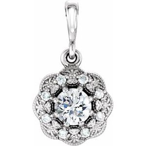 14K White Gold 1/3 CTW Natural Diamond Pendant