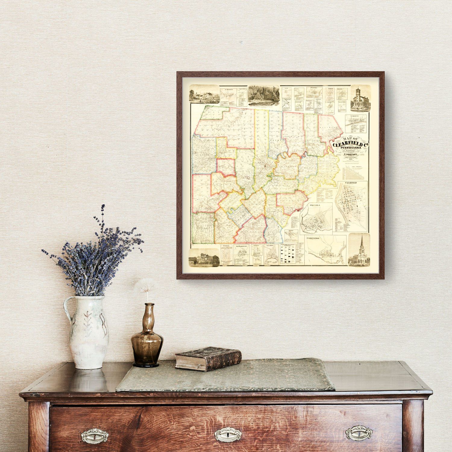 Vintage Map of Clearfield County, Pennsylvania 1866