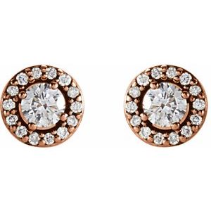 14K Rose Gold 1/4 CTW Natural Diamond Halo-Style Earrings – image 2