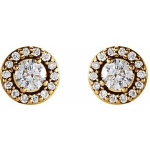 14K Yellow Gold 1/4 CTW Natural Diamond Halo-Style Earrings – image 2