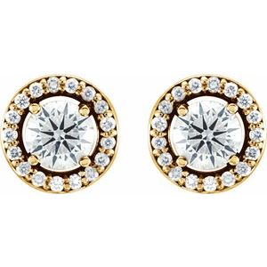 14K Yellow Gold 1/2 CTW Natural Diamond Halo-Style Earrings – image 2