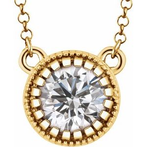 14K Yellow Gold Natural White Sapphire "April" 18" Birthstone Necklace