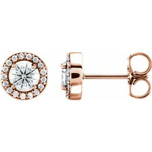 14K Rose Gold 1/2 CTW Natural Diamond Halo-Style Earrings