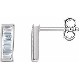 14K White Gold 1/3 CTW Natural Diamond Baguette Bar Earrings