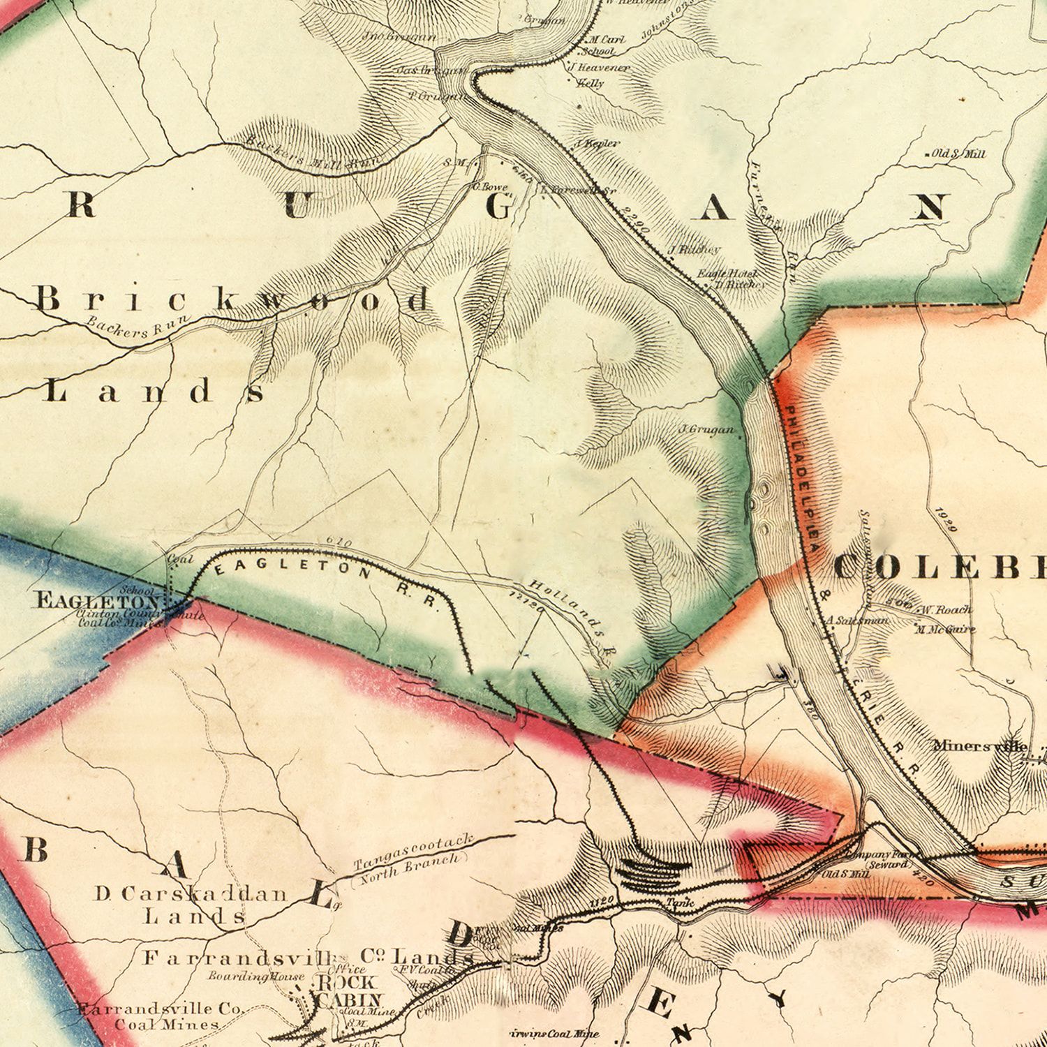 Vintage Map of Clinton County, Pennsylvania 1862