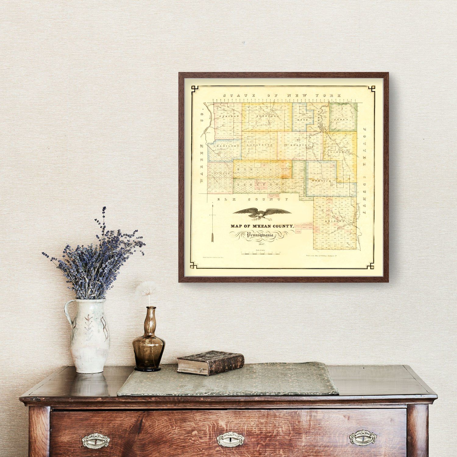 Vintage Map of M'Kean County, Pennsylvania 1857