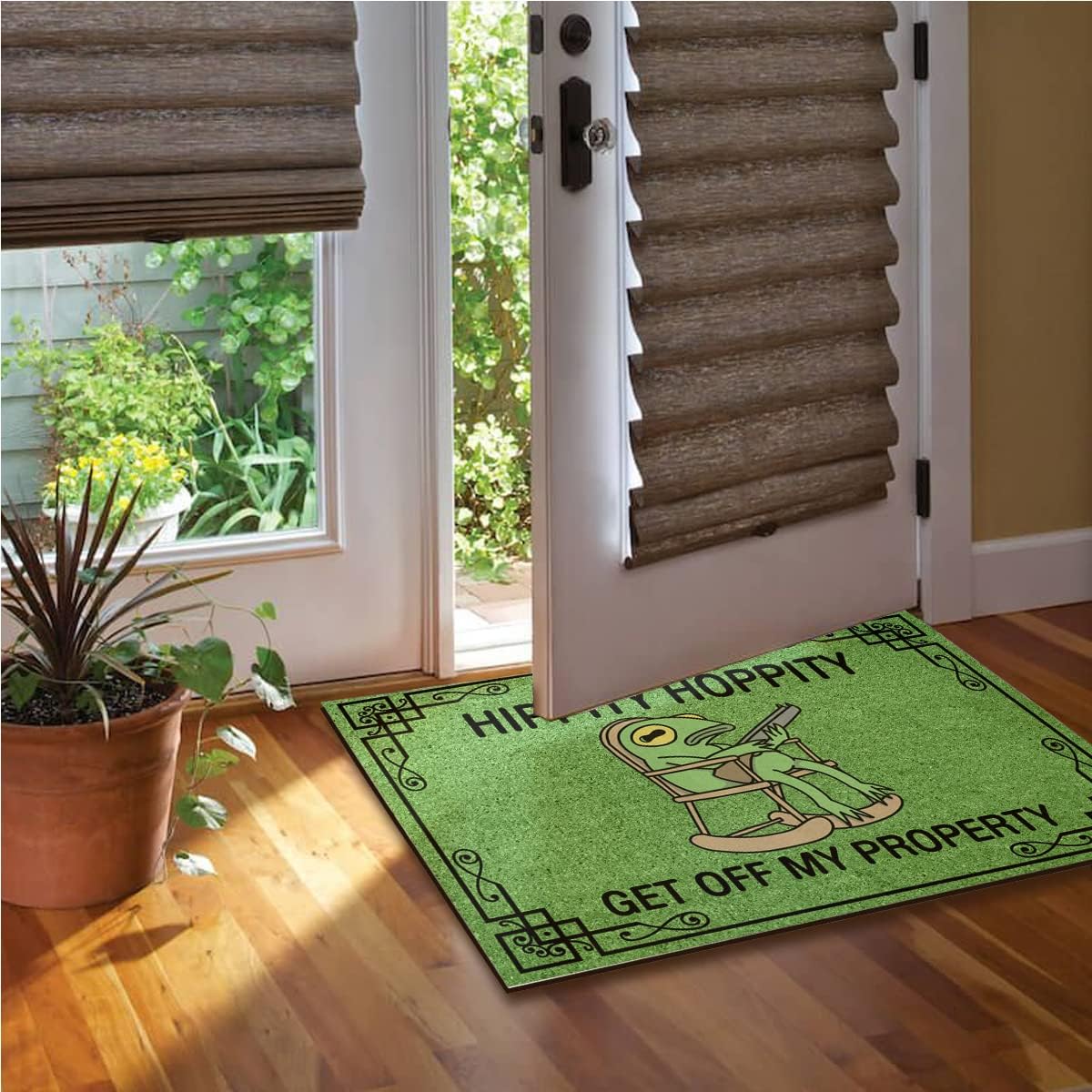 Hippity Hoppity Get Off My Property Funny Frog Low Profile Doormat