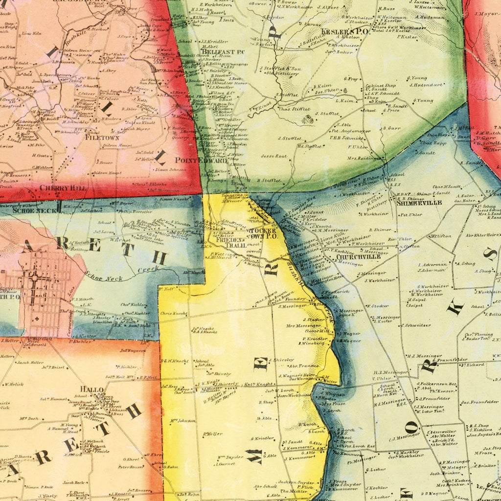 Vintage Map of Northampton County, Pennsylvania 1860