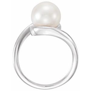 Platinum 9.5-10 mm Cultured White Freshwater Pearl Ring
