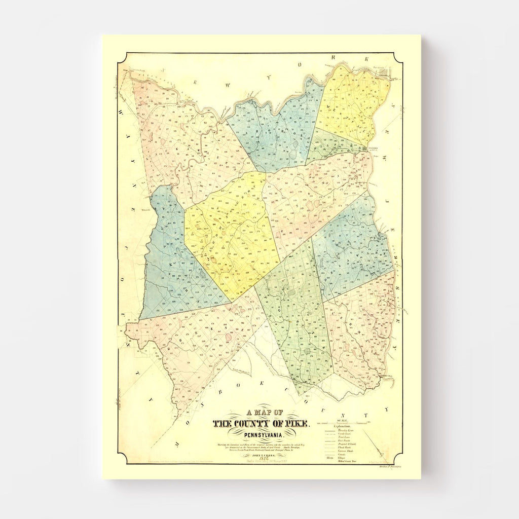 Vintage Map of Pike County, Pennsylvania 1856