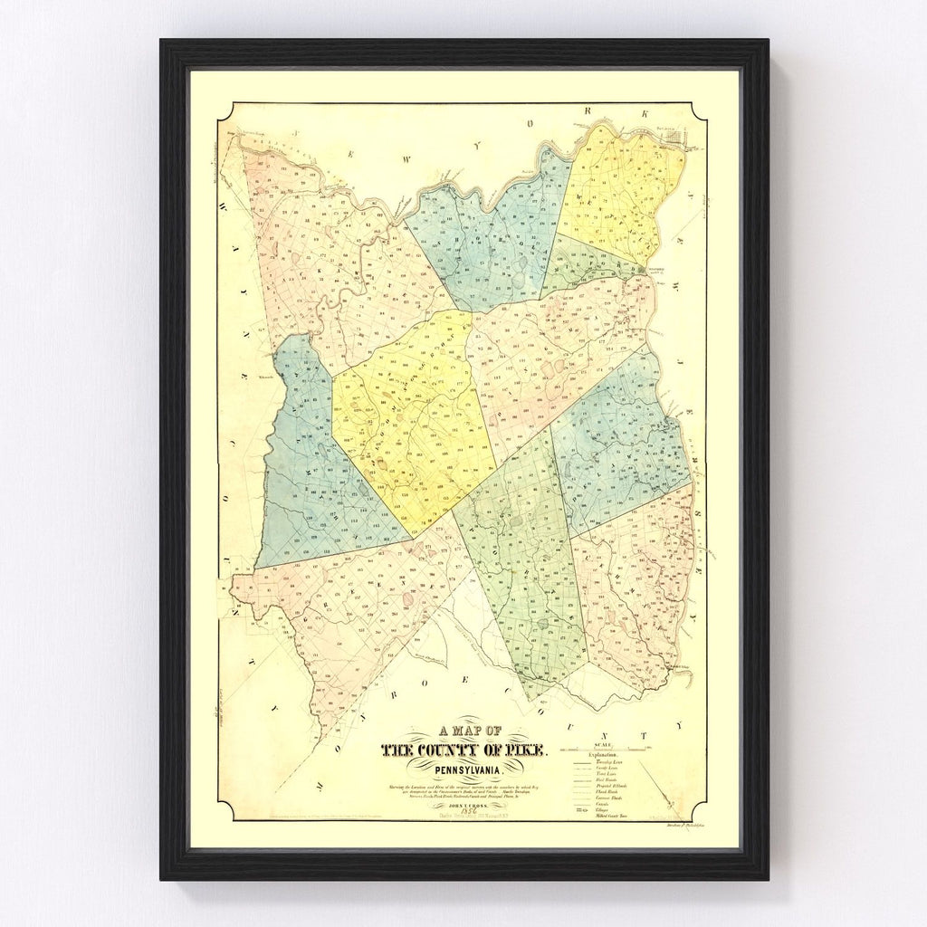 Vintage Map of Pike County, Pennsylvania 1856