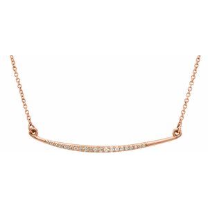 14K Rose Gold 1/8 CTW Natural Diamond Curved Bar 16" Necklace