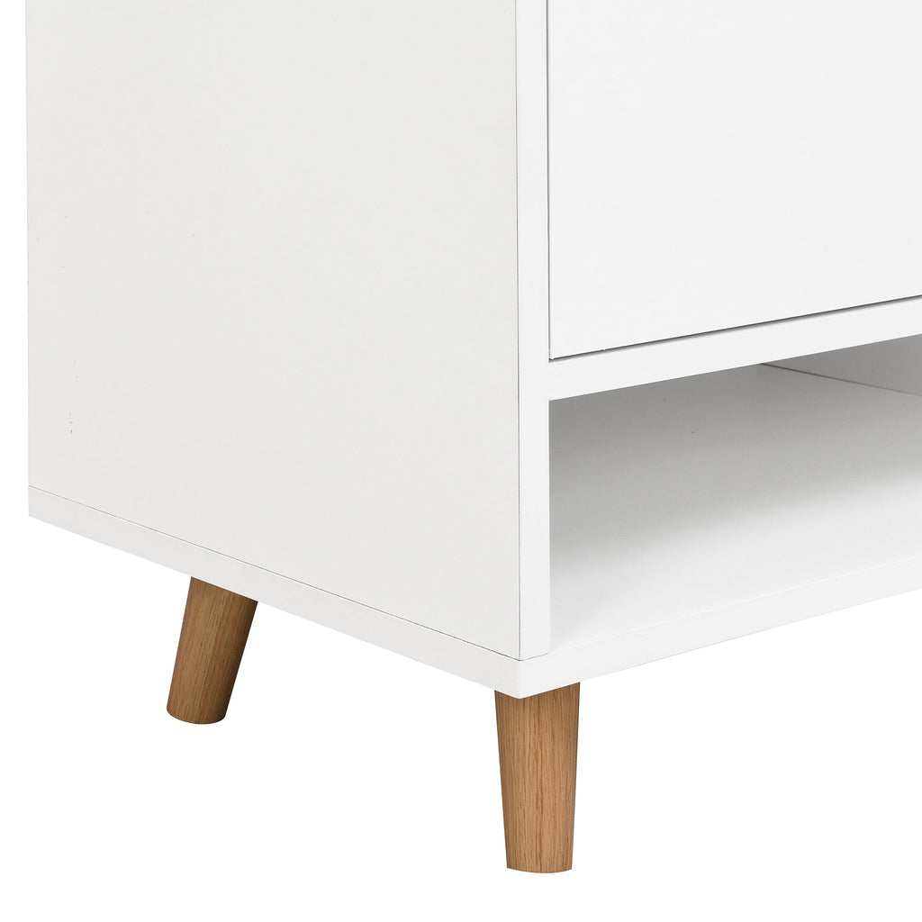 ON-TREND Sleek and Contemporary Shoe Cabinet with Adjustable Shelves, Minimalist Home Organizer with Solid Wood Legs, Storage Sideboard for Entryway, Living Room, White