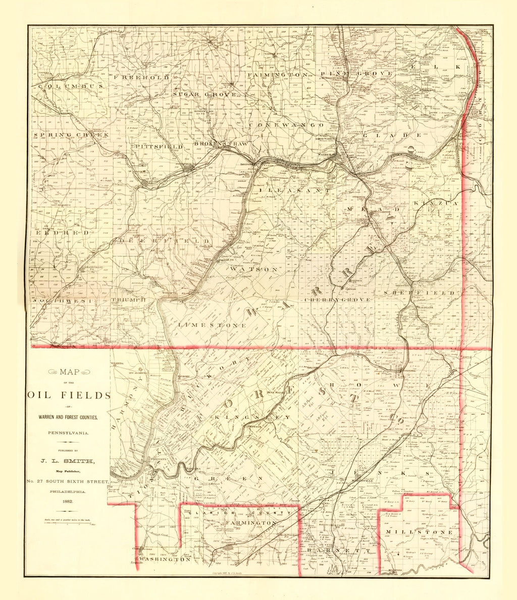 Vintage Map of Warren County, Pennsylvania 1882