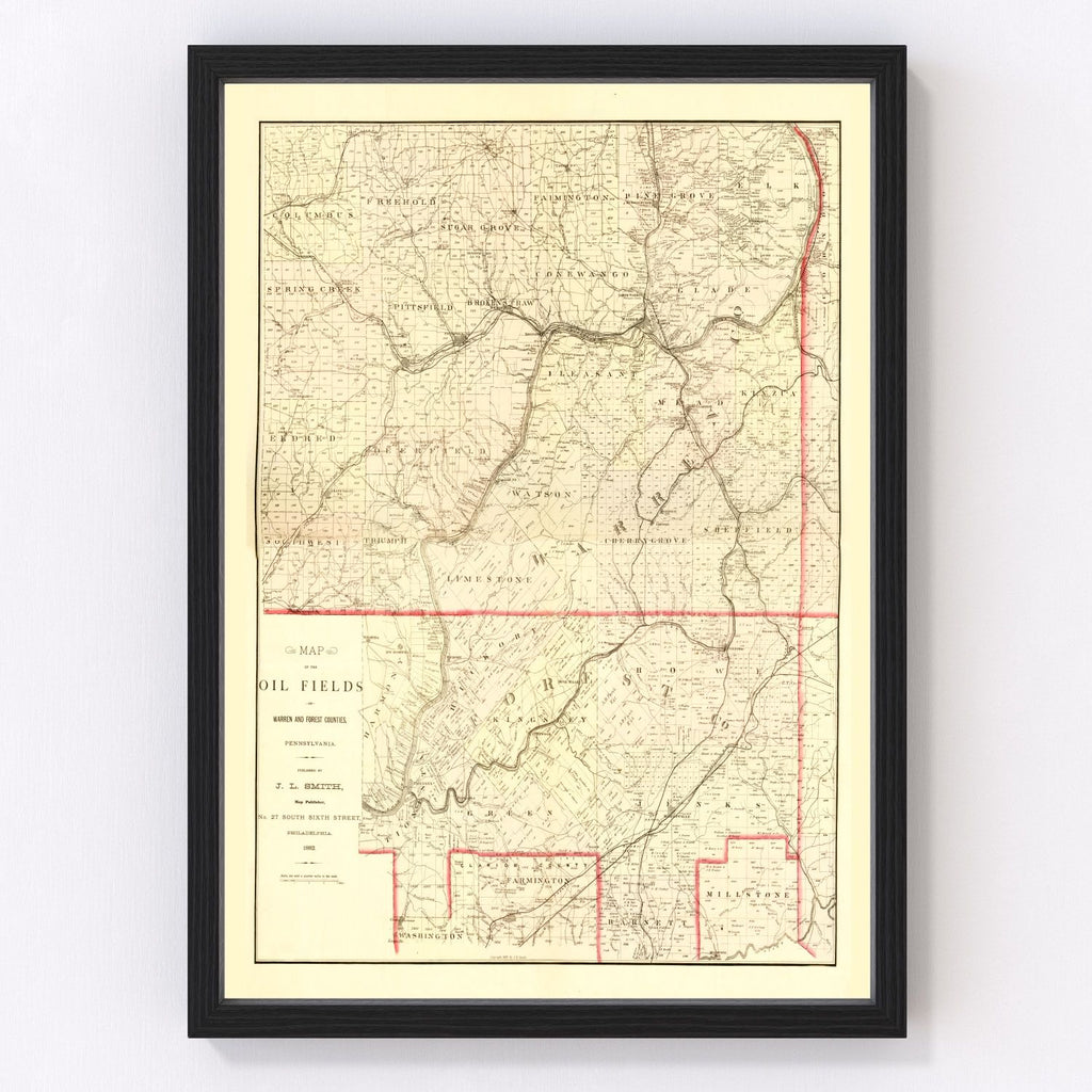 Vintage Map of Warren County, Pennsylvania 1882