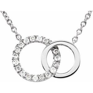 14K White Gold .06 CTW Natural Diamond Circle 18" Necklace