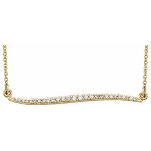 14K Yellow Gold 1/6 CTW Natural Diamond Bar 17.5" Necklace