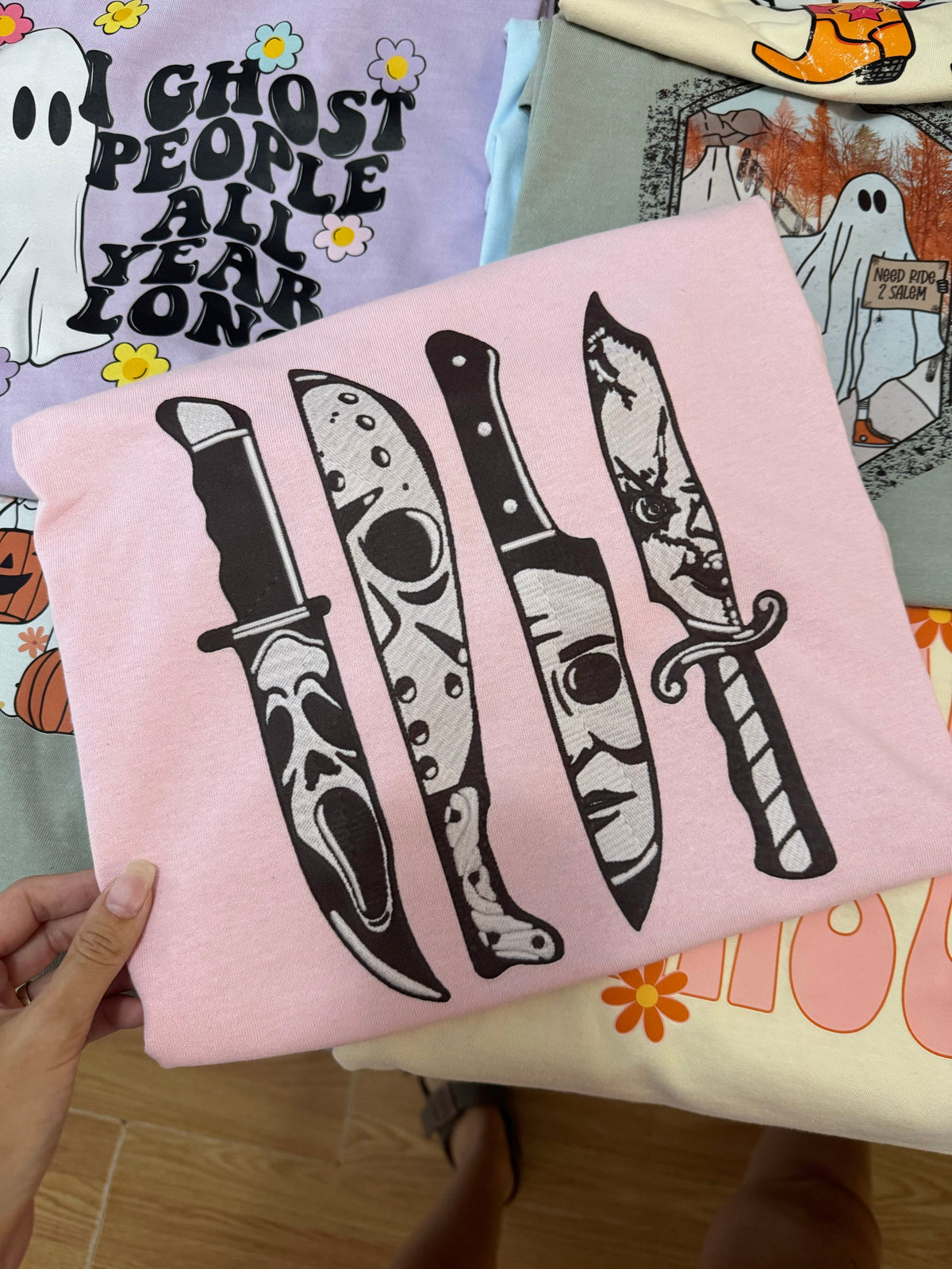 Faux Embroidery Spooky Tee or Sweatshirt