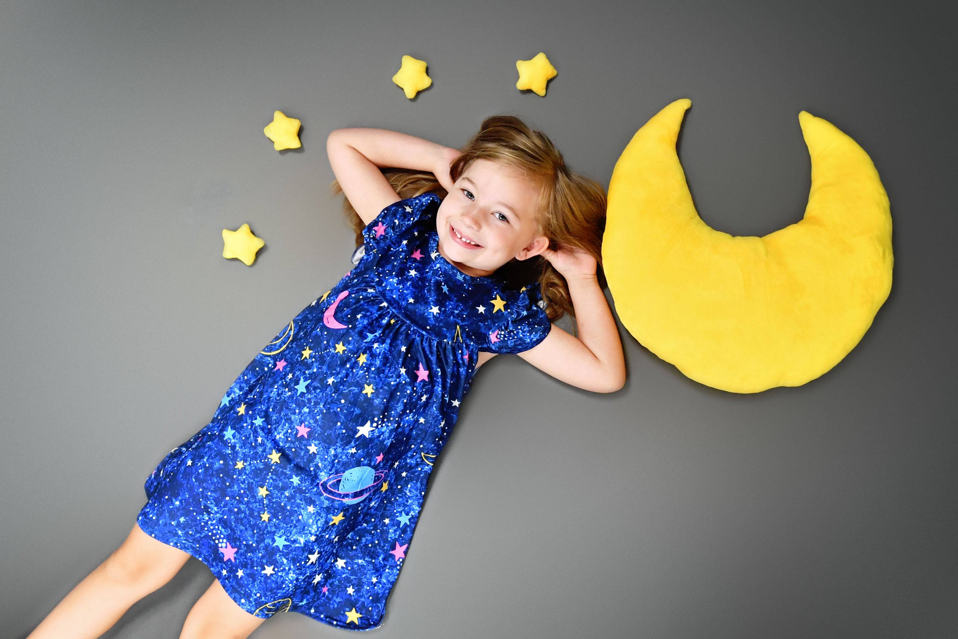 Blue Space Milk Silk Flutter Dress