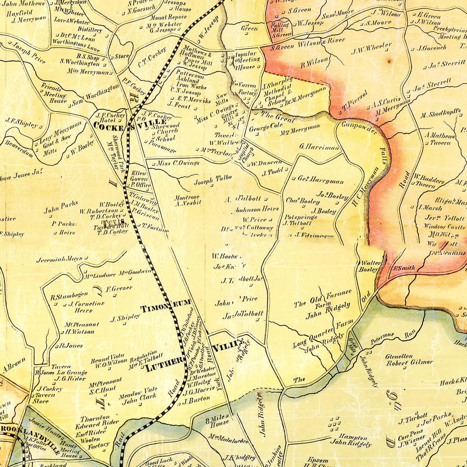 Vintage Map of Baltimore County, Maryland 1857