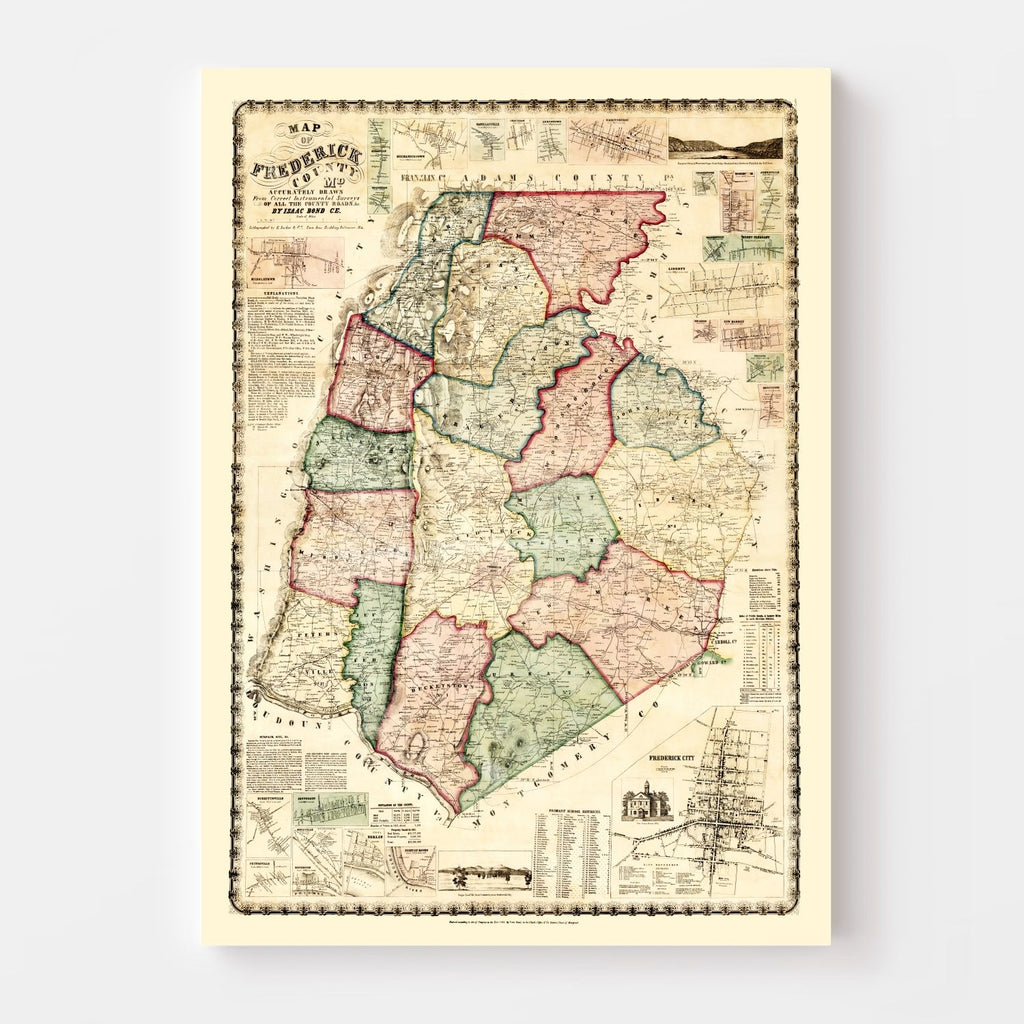 Vintage Map of Frederick County, Maryland 1858