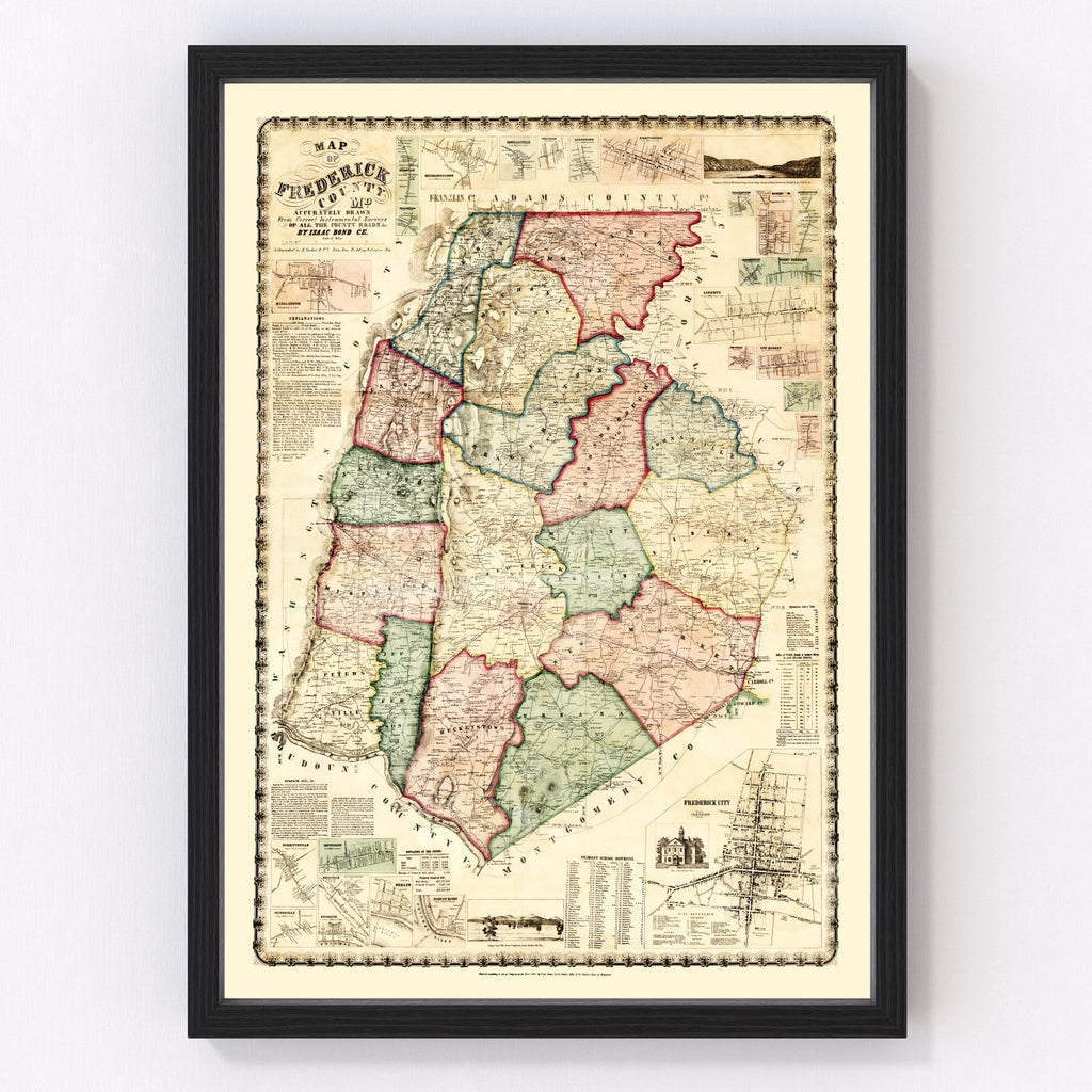 Vintage Map of Frederick County, Maryland 1858