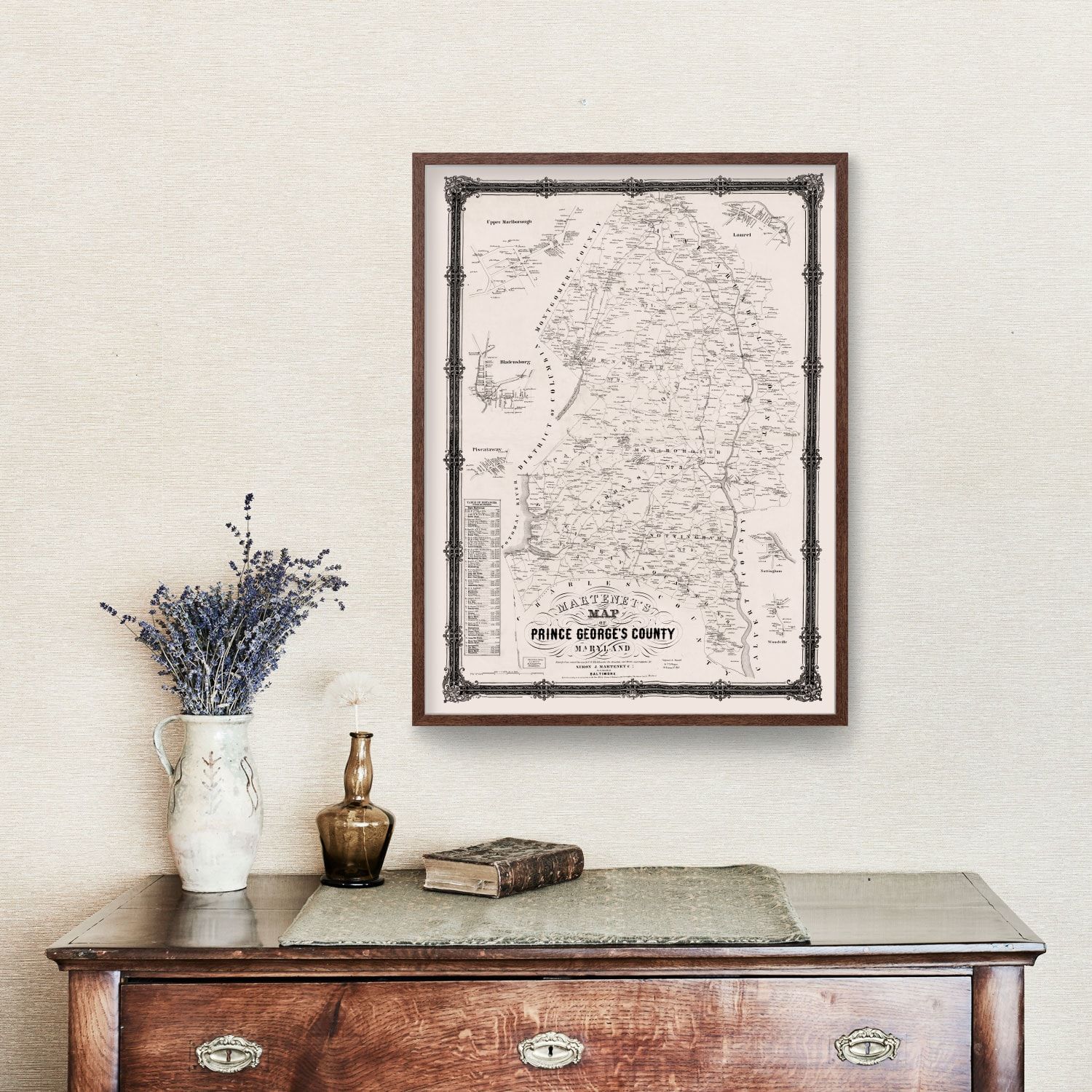Vintage Map of Prince George County, Maryland 1861
