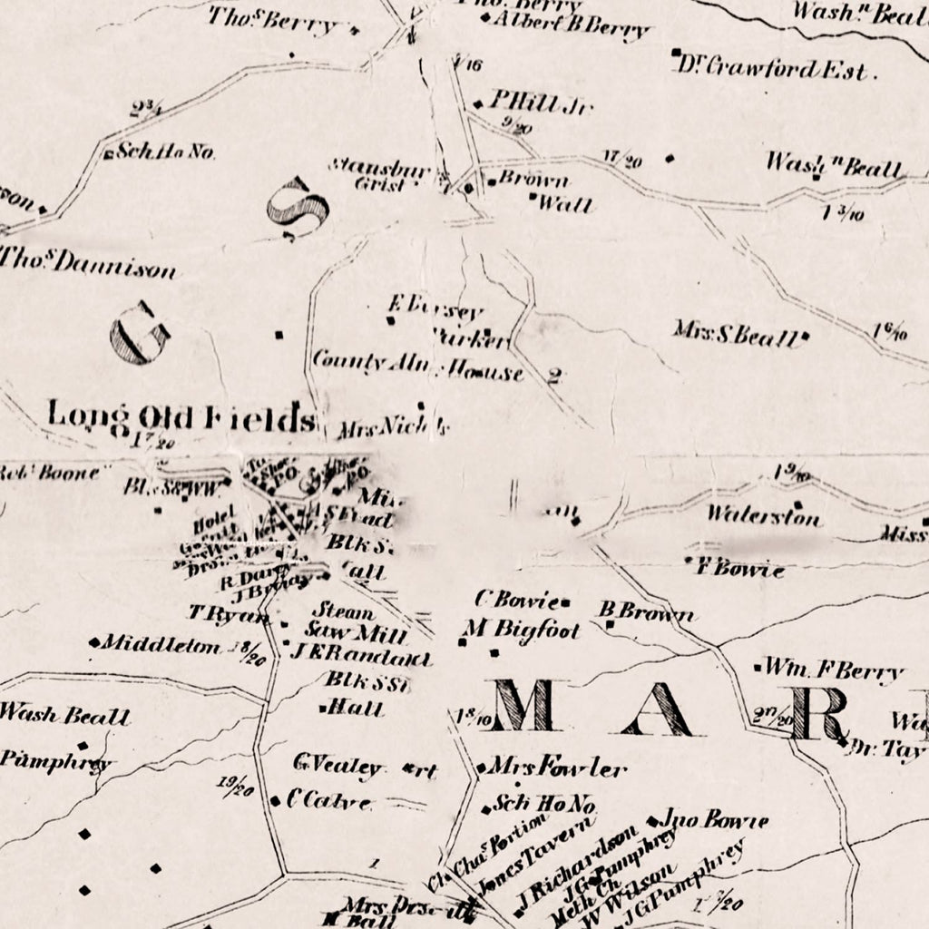 Vintage Map of Prince George County, Maryland 1861