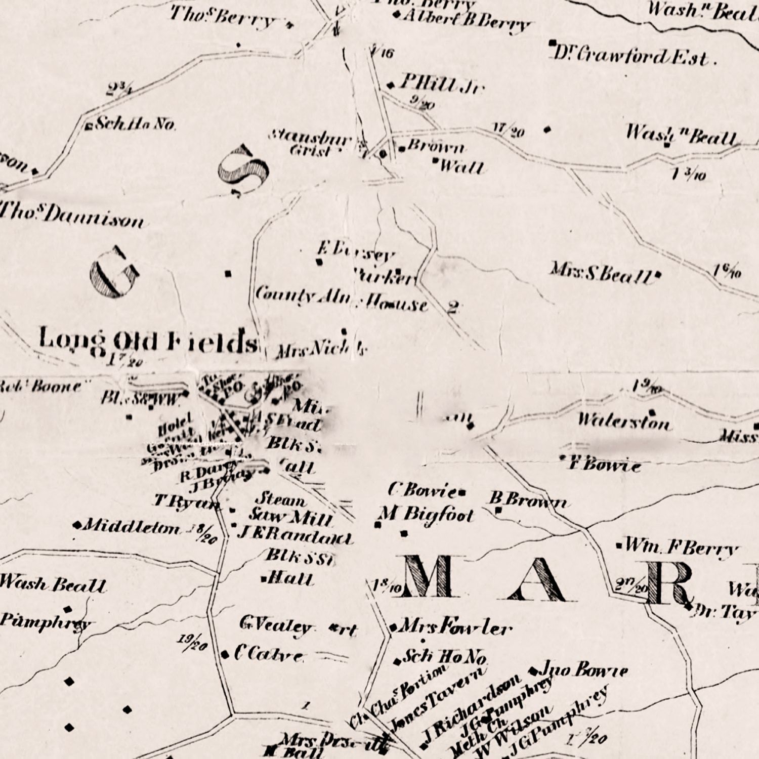 Vintage Map of Prince George County, Maryland 1861